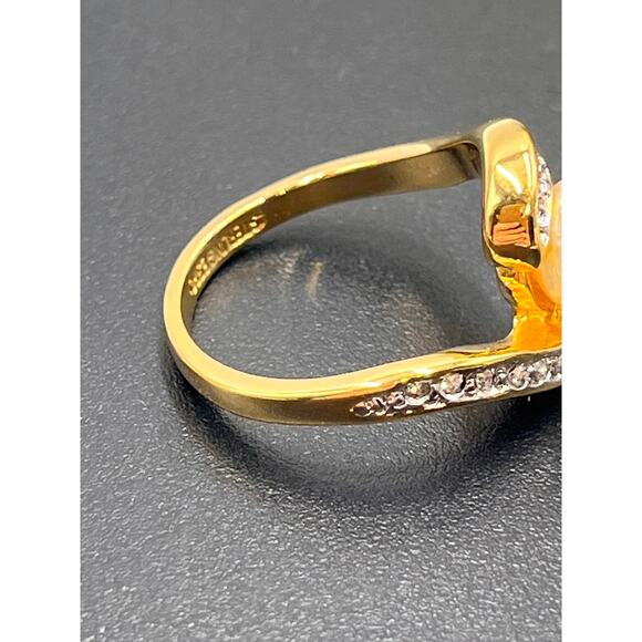 Joseph Esposito Espo Vintage 925 Vermeil 7mm White Faux Pearl Cz Ring Sz 7.25 - Picture 7 of 8